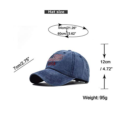 Washed American Flag Baseball Cap - Retro Adjustable Sun Dad Gift Hats For Men/Women Fashion Trucker Cap Navy #TOP3