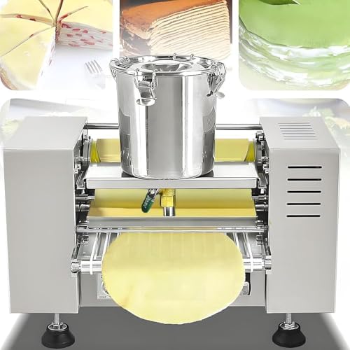 High-Speed Commercial Mille Crepe Cake Maker, Fully Automatic Egg Skin Crepe Machine, 100-200 Crepes/Hour for Pancakes & Egg Roll Wrappers, 6-inch Capacity