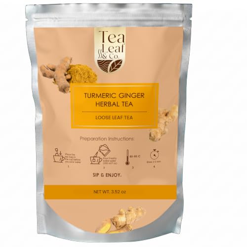 Image of Turmeric Ginger Herbal Tea Loose Leaf (100gm /3.5oz), Makes Upto 50 Servings | Pure & Natural Ingredients, Aromatic, Earthy & Zesty Flavor, Antioxidant Rich, Refreshing Brew, Ideal for Daily Wellness