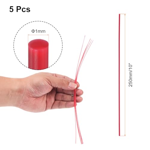 QUARKZMAN 5 Stücke rote Kunststoffstäbe 1 x 250mm ABS Styrol Rundstab Runder Massivstab DIY Modell für DIY Spielzeugbau Architekturmodellbau