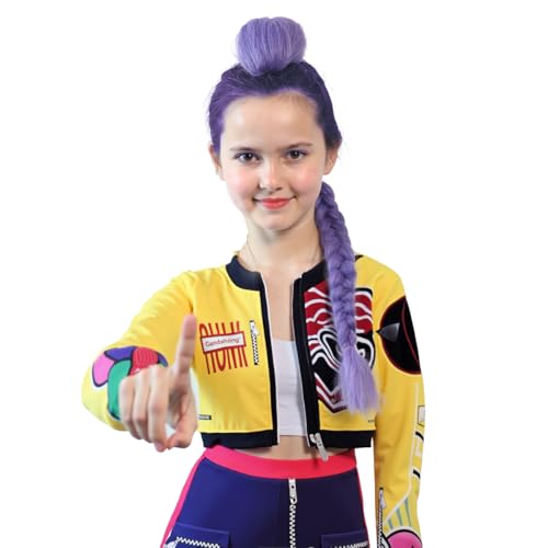 FantaLook Long Purple Braided Cosplay Wig Dress up Accessories with Clips for Halloween（Only Braid）2