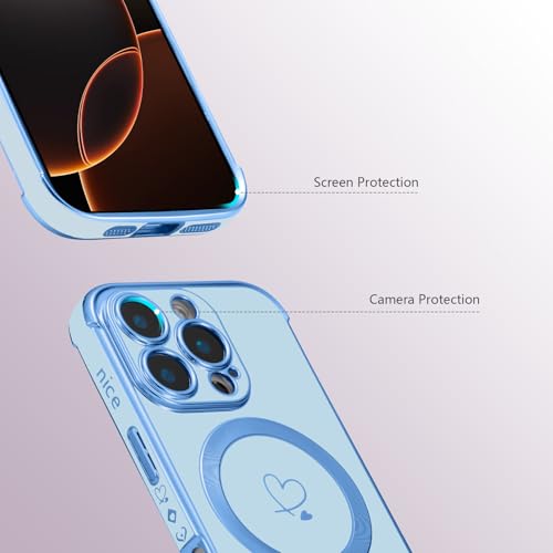 Coque iPhone 16 Pro MagSafe cœur bleu parfaite au quotidien