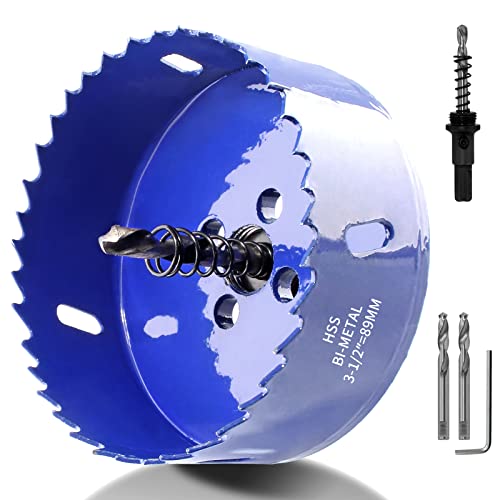 Image of Luomorgo 89mm /3 1 /2 inch Hole Saw, 1 1 /4 inch Cutting Depth | HSS Bi-Metal, For Wood Cornhole Boards, For Plastic Drywall, For Metal Sheet