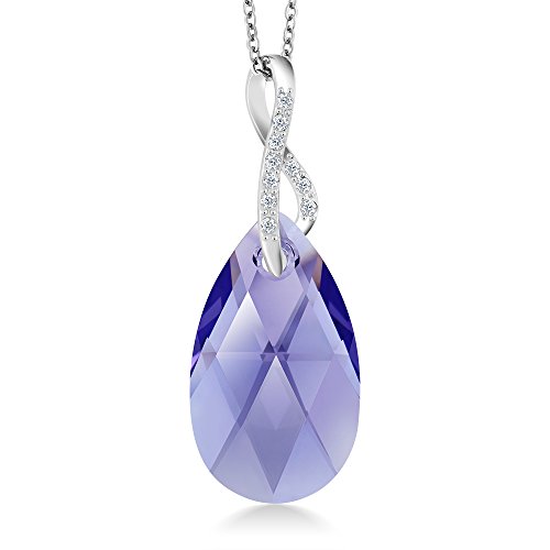 Gem Stone King Lavender Purple Ribbon Cancer Awareness Pendant Made with Swarovski Crystals