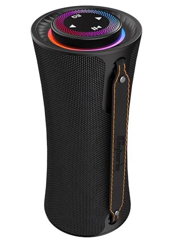 Altavoz Bluetooth Portátil con Luz LED, 80W Potencia Pico Altavoces Inalámbricos con Graves Profundos, Sonido Estéreo 360°, 24 Horas, Asa Cómoda, Speaker de Exterior para Viajes/Deportes/Fiestas