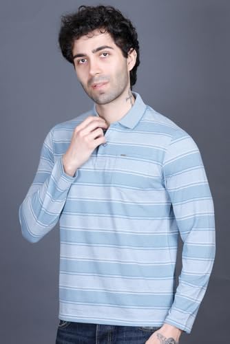 Image of Full Sleeve Polo T Shirt for Men Cotton with Pocket and Collar - Regular Fit Tshirt