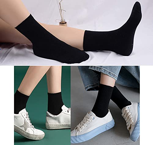 6 Pairs Womens & Men Dress Socks Crew Socks Casual Moisture Wicking Athelic Solid High Ankle4