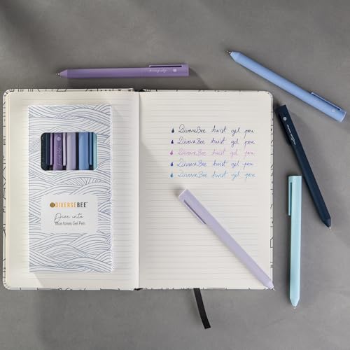 Image of DIVERSEBEE Gel Ink Pens Assorted Colors, 0.5 mm Fine Point, Bible Pens No Bleed Through with Cute Fine Tip, Bible Study Journaling Supplies Set, 5 Pack (Blue)
