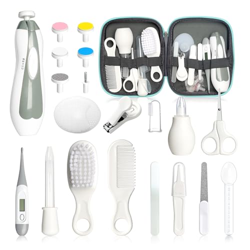 Baby Healthcare and Grooming Kit, 21pcs Baby Electric Nail Trimmer Set Newborn Nursery Health Care Set for Newborn Infant Toddlers Baby Boys Girls...