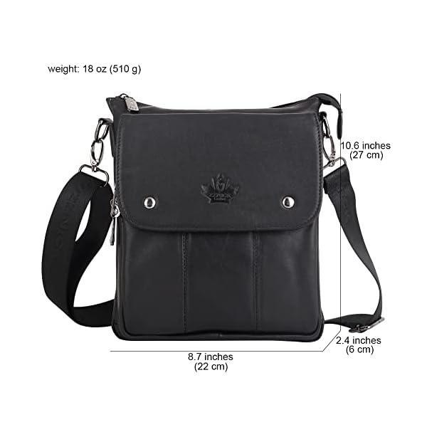 ZZNICK Genuine Leather Messenger Bag, Sling Bag Crossbody Shoulder Bags for Travel Work Business (Black-2303) - Image 3