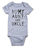 UNICOMIDEA 0-3 Months Baby Boy Clothes I Love My Aunt and Uncle Baby Onesies Short Sleeves Letter Pattern Newborn Outfits Indoor Outdoor Unisex Newborn Clothing