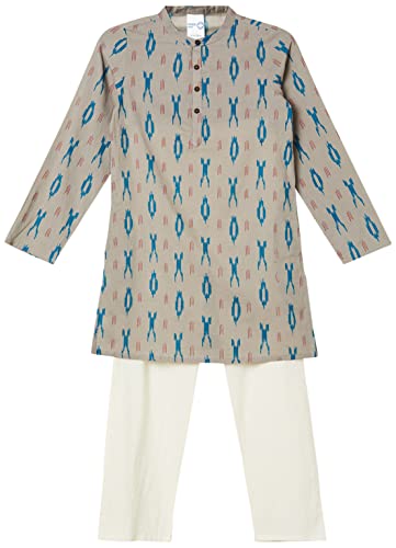 Image of Max Nylon Boy Printed Band Collar Kurta & Pant
