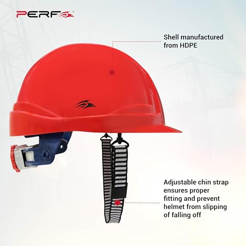 Image of PERF Safety Helmet for Construction & Outdoor Work|Easy 3D Fitting System for Any Head Size|Lightweight|8-Point Support Easy Impact Absorption Sweatband|Orbit-R|Red