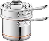 All-Clad 62025SS Copper Core 5-Ply Bonded Dishwasher Safe Porcelain Double Boiler Insert / Cookware, Silver