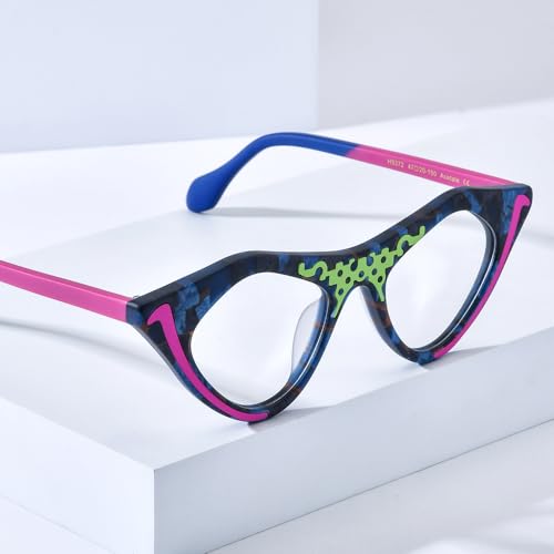 Image of HEPIDEM Multicolor Acetate Glasses Frame Women Cat Eye Eyeglasses Men Optical Spectacles 9291