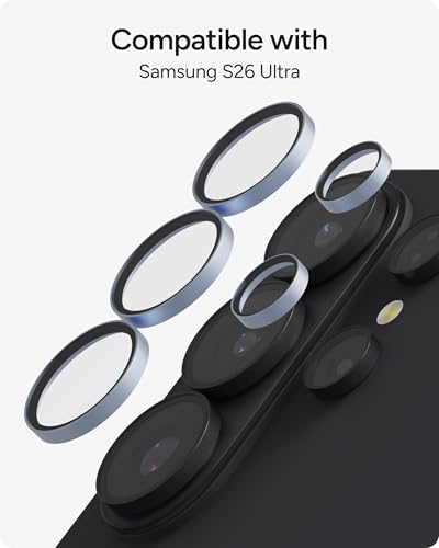 Image of ZAGG Glass Elite Samsung Galaxy S26 Ultra Camera Lens Protector - Blue, Anti-Reflective, 5X Stronger Impact & Scratch Resistant Aluminosilicate Glass - Easy Installation, Smudge-Free Surface