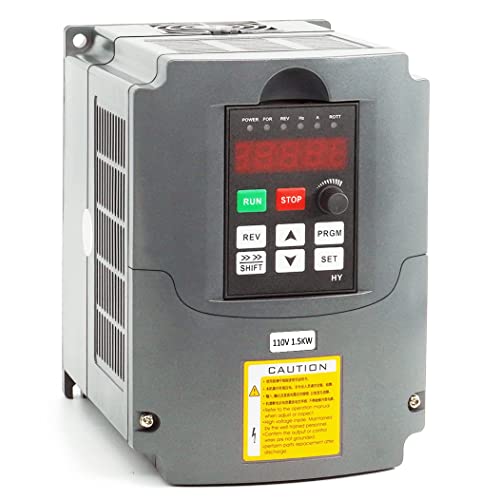 HY HUANYANG VFD Converter,Variable Frequency Drive,110V 1 Phase to 110v 3 Phase, for 3 Phase Motor/Spindle 0-400hz Speed Rotation (HY Series-110v 1.5kW 2HP Model) by HY HUANYANG - Used condition - US$94.98