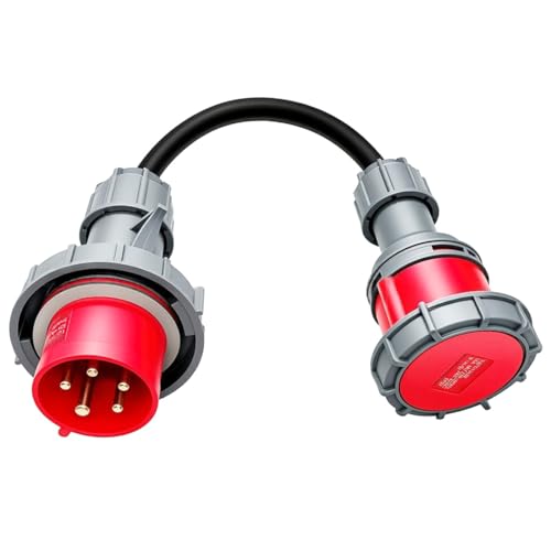 Adaptador CEE conector industrial de 32A a 16A de 5 pines con cable resistente de 0.5m 2