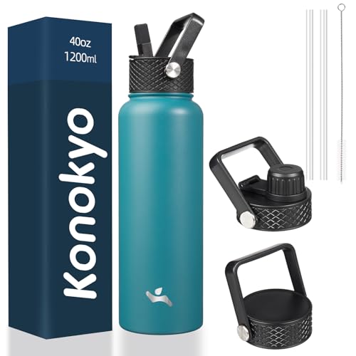 Konokyo 40 oz Insulated Stainless Steel Water Bottle with Straw Lid