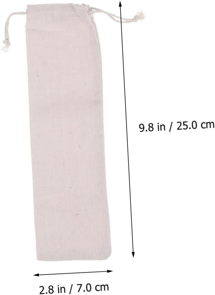 2sets Cotton Pouches for Straws Straw Travel to Wash Lightweight Storage Solution 5pcs*2