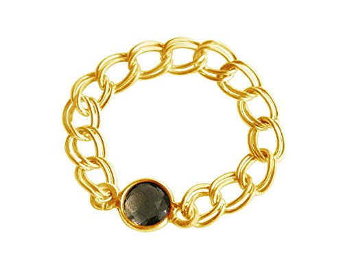 Preisvergleich Produktbild GemShine - Damen - Ring - Vergoldet - Rauchquarz - Braun - Beweglich - Geschmeidig