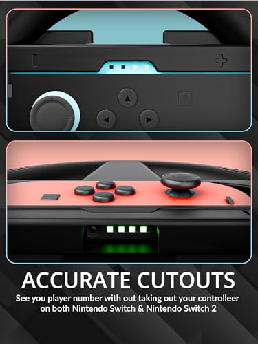 Orzly Volant de Direction – Compatible avec Nintendo Switch 2 (Console 2025) – Pack de 2 Roues de Course pour Manettes Joy-Con (2 Noir)