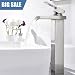 Comllen Waterfall Spout Single Handle Lever Bathroom Vessel Sink Faucet, Brushed Nickel