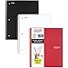 Five Star Spiral College Ruled Notebook, 1 Subject, Wired Note Book with Pockets, 100 Sheets, Home School Supplies for College Students or K-12, 11? x 8-1/2", Black, White, Red, 3 Pack (73055)