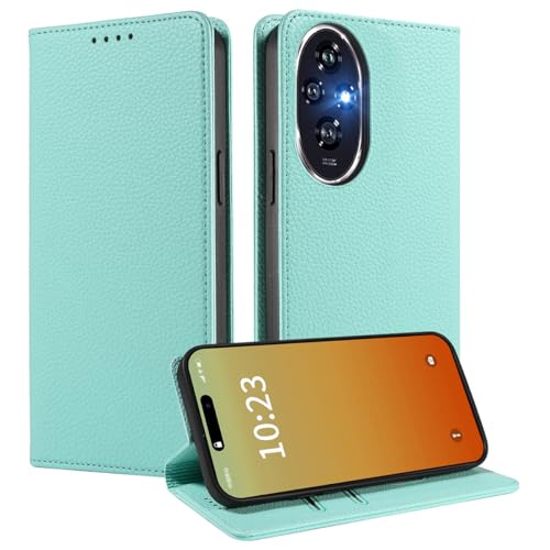 MOJIA Mint Green PU Leather Wallet Case Flip Phone Cover, Card Holder for Honor 200 Pro