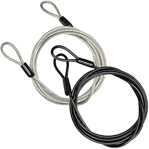 100CM/3.3ft 3mm Outdoor Travel Security Cable Lock,Braided Steel Coated Safety Cable Luggage Lock,Safety Cable Wire Rope Double Loop Lightweight GOMRQING (2 Pack) Cover