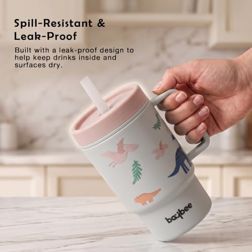 Image of BAYBEE Leak-Proof Sipper Bottle for Toddlers | BPA-Free Tritan Sipper Bottle with Straw for Babies with Double-Wall Insulation | Training Cup for Baby with Easy Clean & Easy-Grip for Kids (Grey)