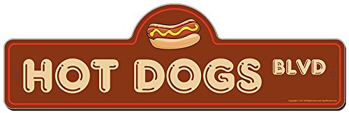 カスタム名ホットドッグストアの金属製吊り下げ看板、店頭用屋外吊り下げ看板、ホットドッグストアの吊り下げ看板、ファーストフードの金属製屋外看板 -  Etsy 日本 (サインミッション) SignMission ホットドッグストリートサイン 屋内/屋外 面白い室内装飾 ガレージ リビングルーム ベ