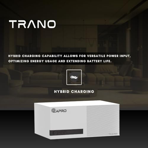 Image of EAPRO TRANO 1100S 975VA Home UPS Inverter with Solar Charging - Pure Sine Wave Technology, Reliable Power Backup | White | 36 Months Manufacturer Warranty