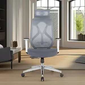 Ample Seating's Zoner Imported High Back Ergonomic Chair with Nylon Cushion seat, Height Adjustable Arms, Seat Slide [Nylon,White]