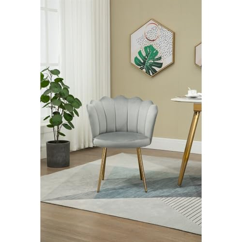 Image of Set of 2 Accent Chair for Living Room | Modern Armchair in Soft Velvet Fabric with Sturdy Legs | Premium Chair for Home Living Room Bedroom Restaurent | (Flower Design, Light Grey)