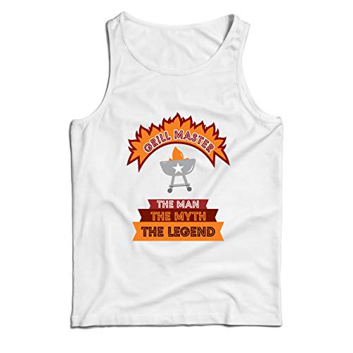 lepni.me Camisetas de Tirantes para Hombre Maestro de la Parrilla, Chef de la Barbacoa, Divertidas Ideas de Regalos para barbacoas. (Medium Blanco Multicolor)