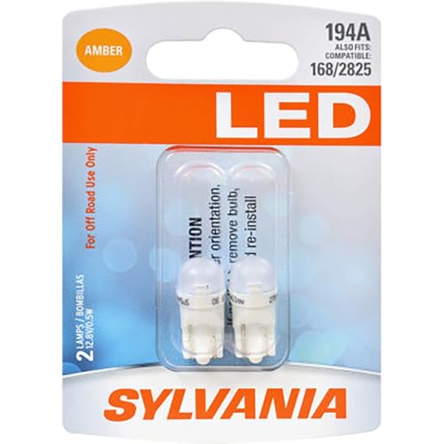 SYLVANIA - 194 T10 W5W LED Amber Mini Bulb - Bright LED Bulb, Ideal for Interior Lighting (Contains 2 Bulbs)