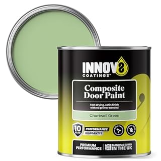 INNOV8 COATINGS COMPOSITE DOOR PAINT - 750 ml - No Primer or Top Coat - Fast Drying - Satin Finish - Chartwell GREEN - Exterior Door Paint