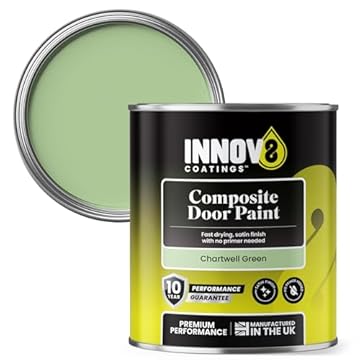 INNOV8 COATINGS COMPOSITE DOOR PAINT - 750 ml - No Primer or Top Coat - Fast Drying - Satin Finish - Chartwell GREEN - Exterior Door Paint