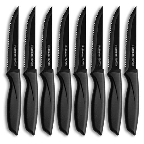 Steak Knives Set Of 8,Serrated Steak Knife,High-Carbon Stainless Steel Steak Knives,Sharp Dinner Knives With Ergonomic Handle,Kitchen Knife Set For Home/Restaurant,Dishwasher Safe,Rust-Proof