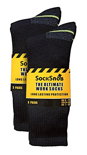 Mens Ultimate Cushioned Cotton Crew Work Socks for Steel Toe Boots 12-15 US2