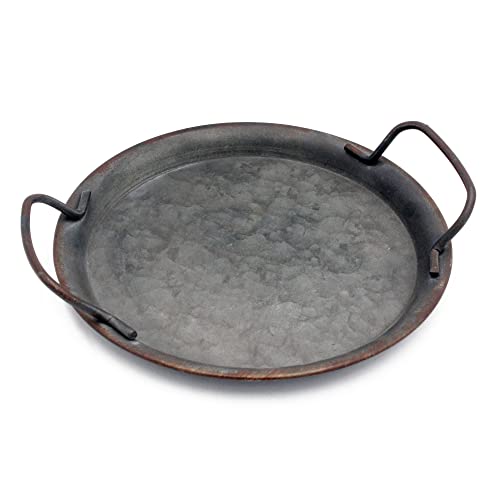 Funerom Industrieller Stil, Metall-Eisen-Tablett, Durchmesser: 20,3 cm, schwarz, verzinkt, Zinnfarbe Cover