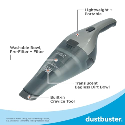 BLACK+DECKER dustbuster Handheld Vacuum, 8V Cordless, Hand Vacuum for Quick Cleanup with Crevice Tool and Washable Filter (HNVC220BCZ01) - Image 3