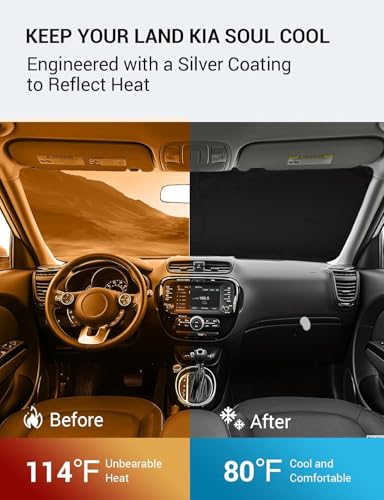 Image of Proadsy Custom Fit 2014-2019 Kia Soul Windshield Sun Shade, Blocks Heat
