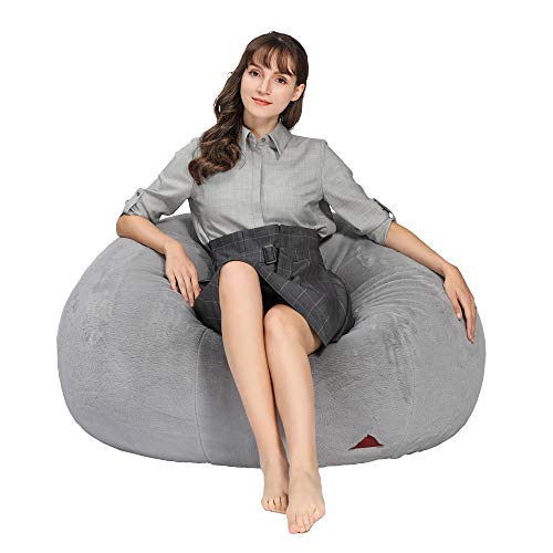 QSack Sitzsack rund Innenhülle deutsche Qualitätsfüllung EPS Perlen (grau, 100 cm) – Bild 3