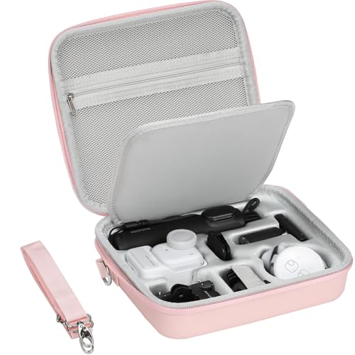 AMAZEAR Carry Case for Insta360 Go Ultra Accessories Insta 360 Go-Ultra Portable Travel Bag with Shoulder Strap Hard Case for Protection Organization and Storage Water-Resistance Pink