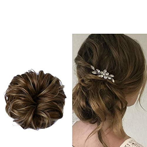 BaFaHo Messy Hair Bun Hair Scrunchies Extension Curly Wavy Messy Synthetic Chignon for Women Updo Hairpies.