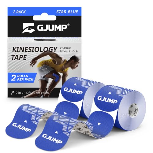 Image of Kinesiology Tape, 40 Count Precut Strips 2 Rolls Original Cotton Tape | Elastic Athletic Tape for Muscle Strain Relief & Joint Support, Latex Free Kinetic Tape, Waterproof & Breathable Sports Tape