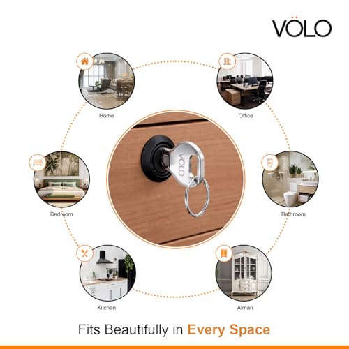 Image of Volo 25mm Furniture Cupboard Deadbolt - Single Control Security for Drawer, Cabinet, Wardrobe and Almirah, Matt Black Finish for Home and Office