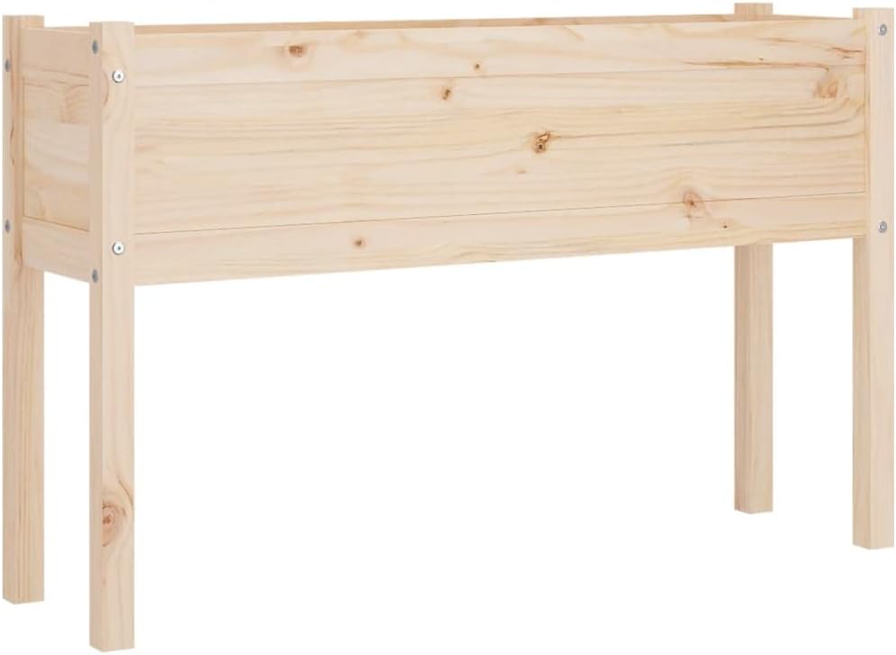 Large Rustic Pine Wood Planter Box 43.3"x27.6"x12.2", Untreated Raised Garden Bed for Outdoor Patio Balcony Lawn, Solid Wood Planter Boxes for Vegetables Herbs Flowers